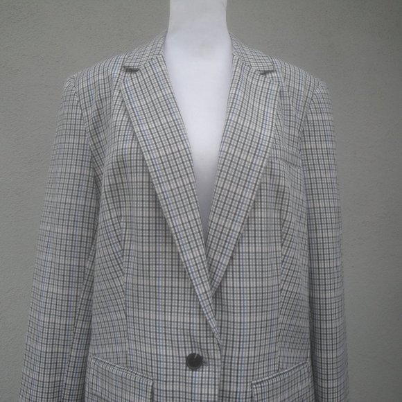 NEW A New Day Womens Blazer Jacket Size 14 Gray Plaid Chic Professional Preppy - Picture 3 of 9